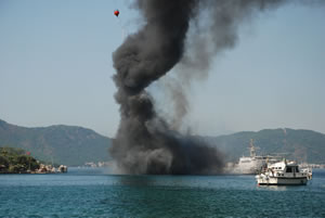 Smoke over water