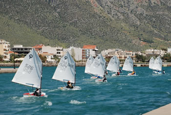 Optimists sailing in 30 knots of wind