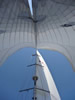 N.B. App. wind off mainsail from courtesy flag & burgee feeding into weather jib which redirects it into leeward jib